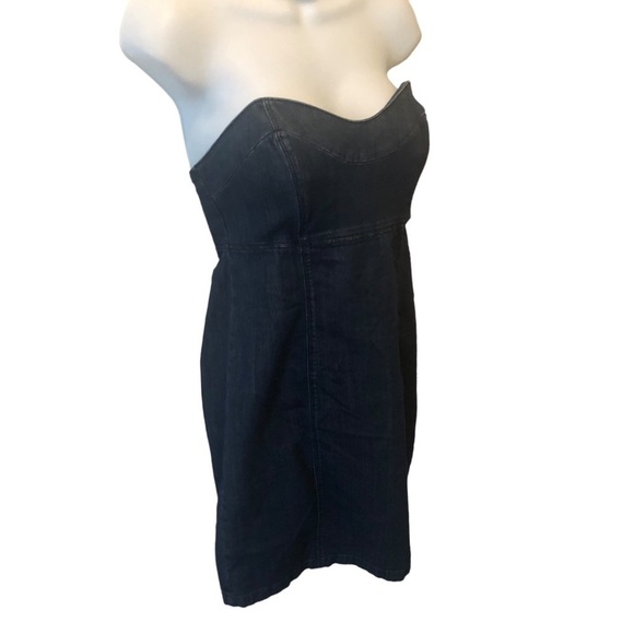 Y2K JUICY COUTURE Denim Strapless Mini Dress Smocked Back Stretch M Bachelorette - Picture 3 of 8